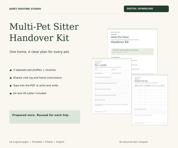 Pet Sitter Instructions Printable, preview 2